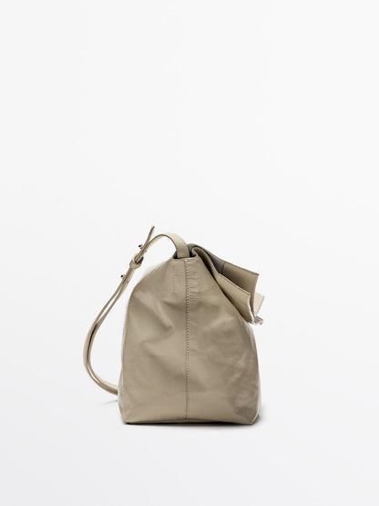 Crackled nappa leather flap bag