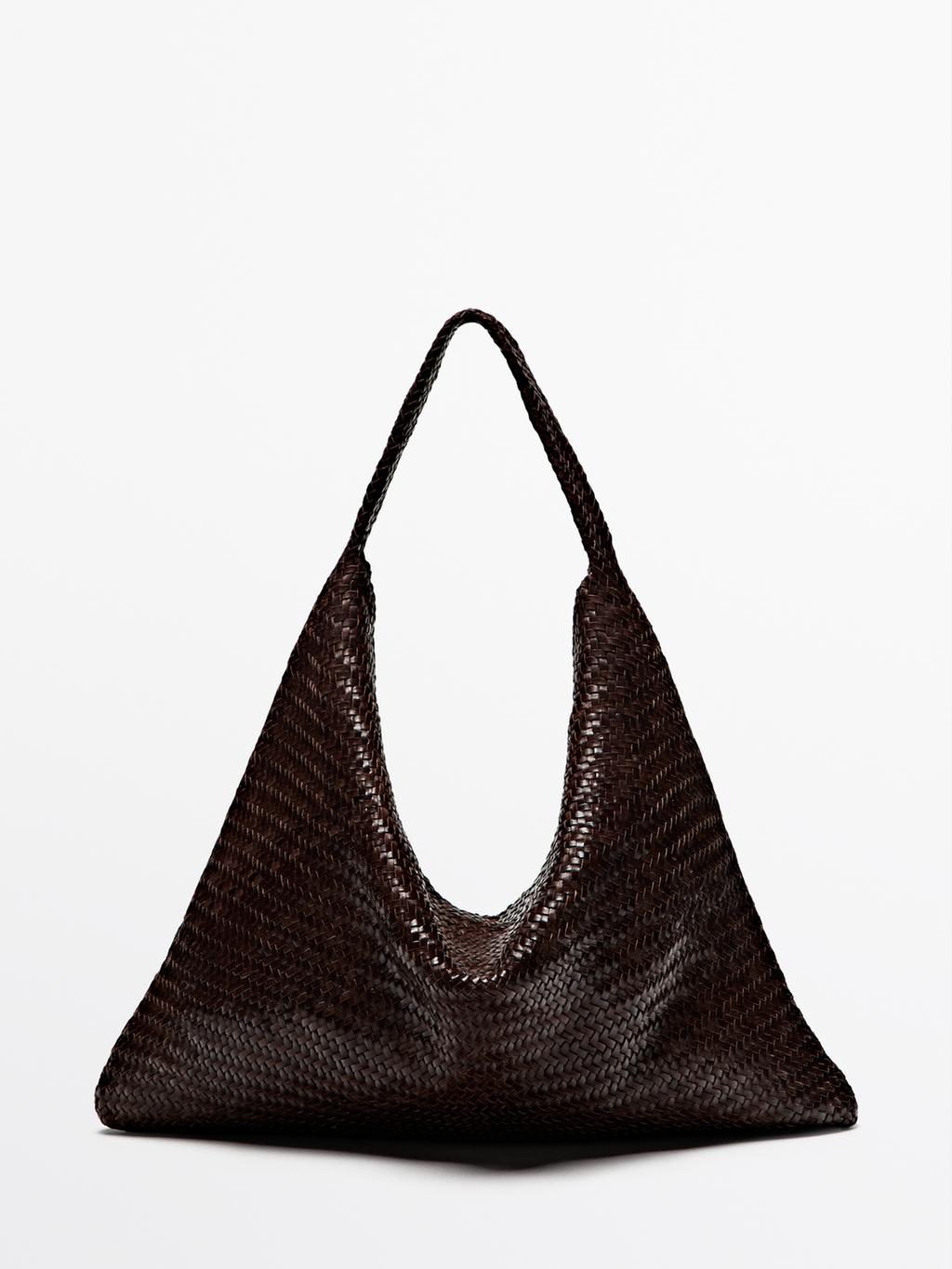 Nappa leather woven maxi tote bag