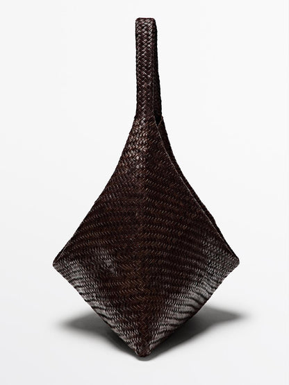 Nappa leather woven maxi tote bag