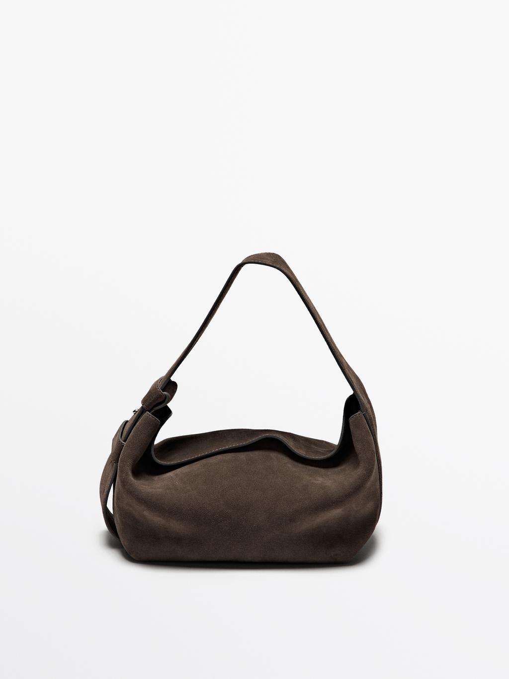 Split suede shoulder bag