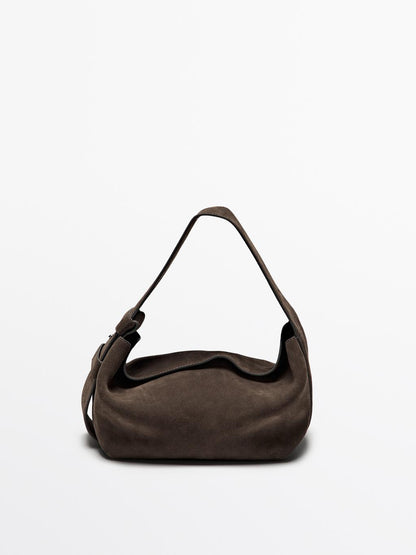 Split suede shoulder bag