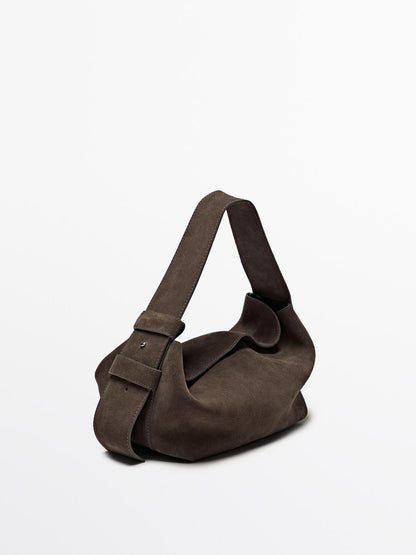 Split suede shoulder bag