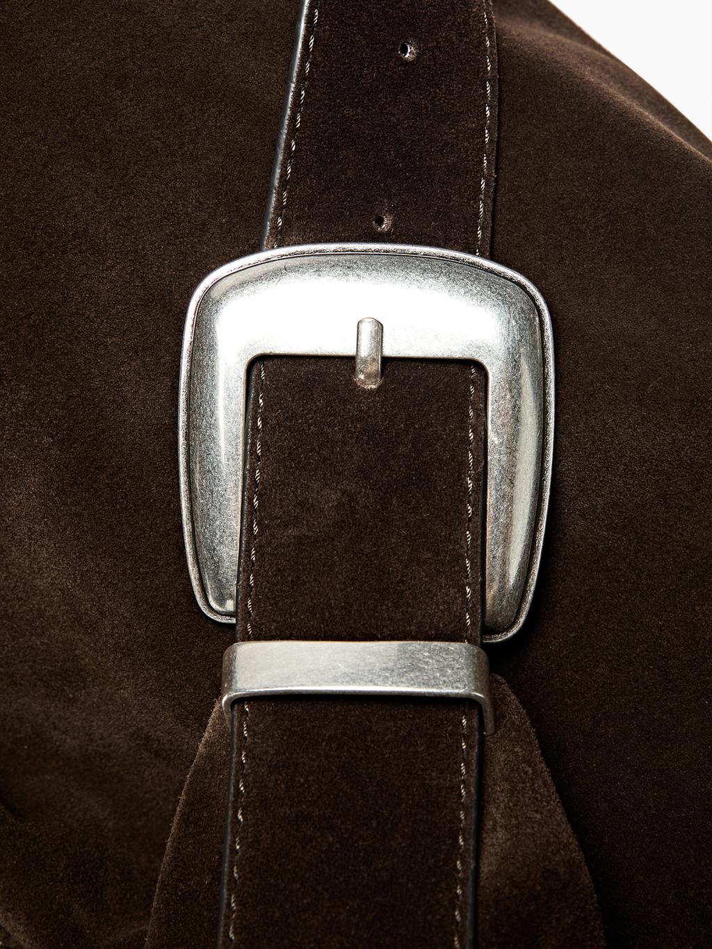 Split leather maxi bag