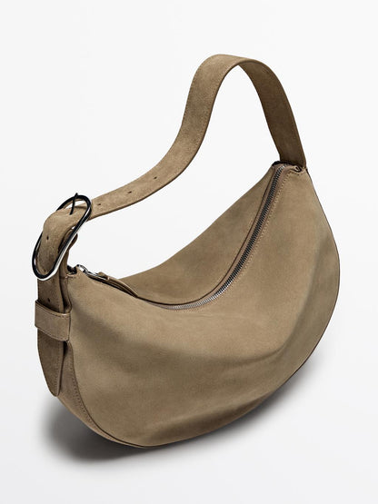 Split suede medium shoulder bag