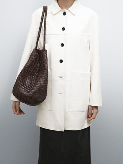 Large braided nappa tote bag