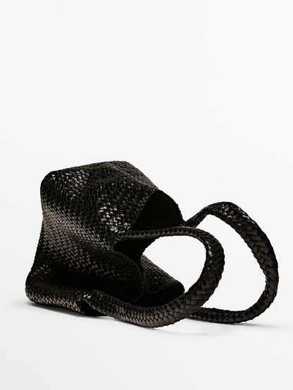 Medium braided nappa leather tote bag
