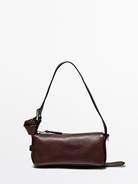 Small nappa leather bag with buckle