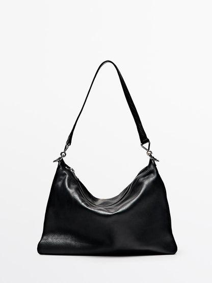Large nappa leather bag with compartments