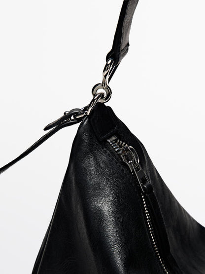 Large nappa leather bag with compartments