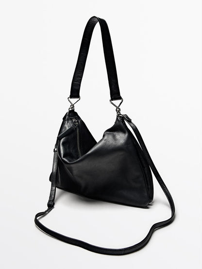 Large nappa leather bag with compartments