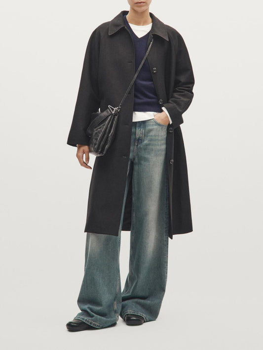 Large nappa leather bag with compartments