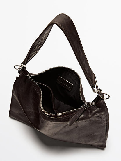 Small nappa leather bag with compartments