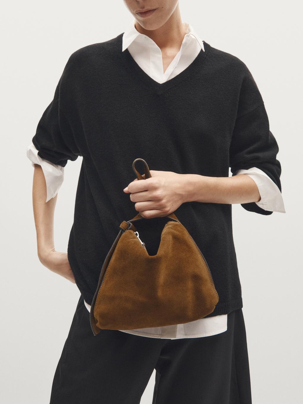 Small split leather shoulder bag
