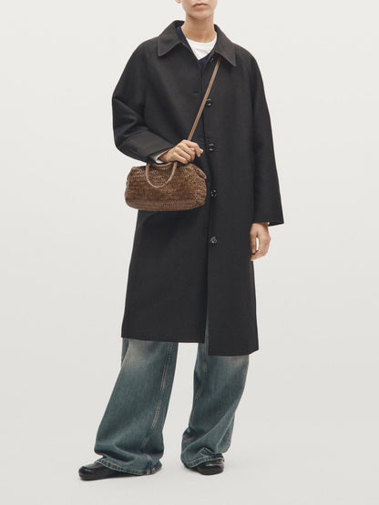 Small woven nappa leather satchel bag