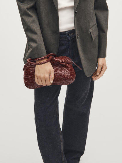 Small woven nappa leather satchel bag