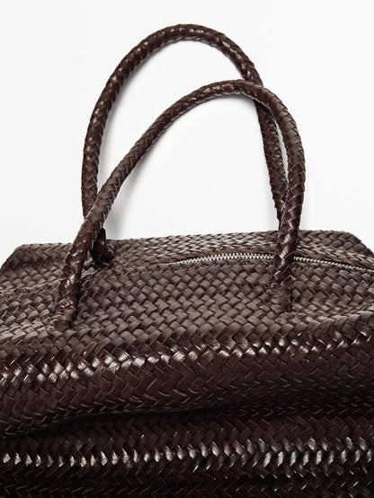 Braided nappa leather satchel bag