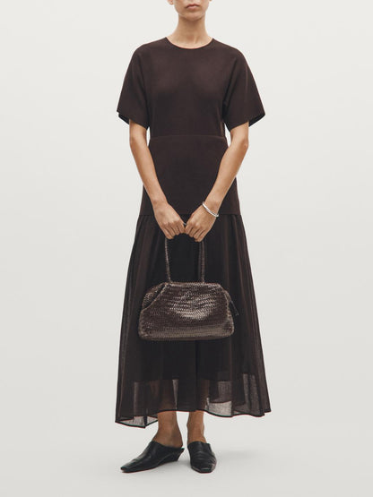 Braided nappa leather satchel bag