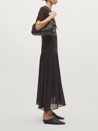 Braided nappa leather satchel bag