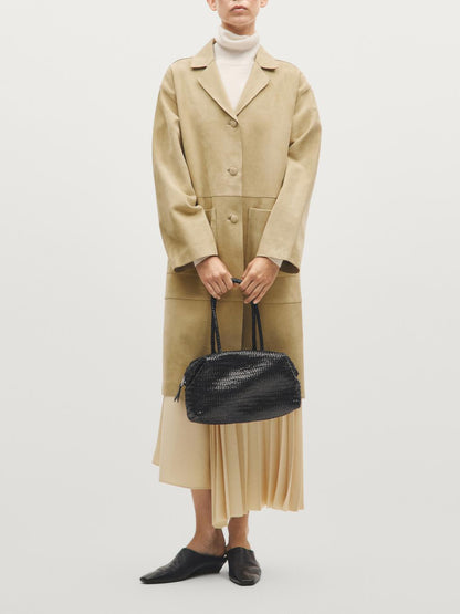 Braided nappa leather satchel bag