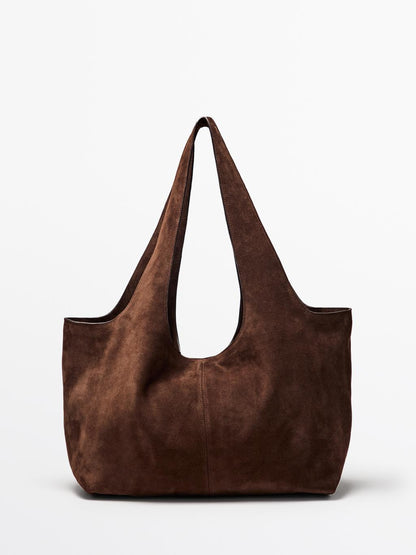 Split leather maxi tote bag
