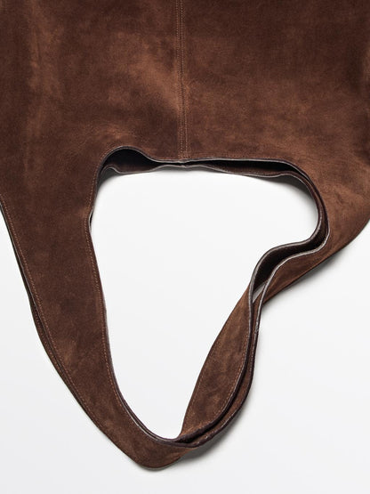 Split leather maxi tote bag