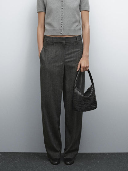 Nappa leather woven bucket bag