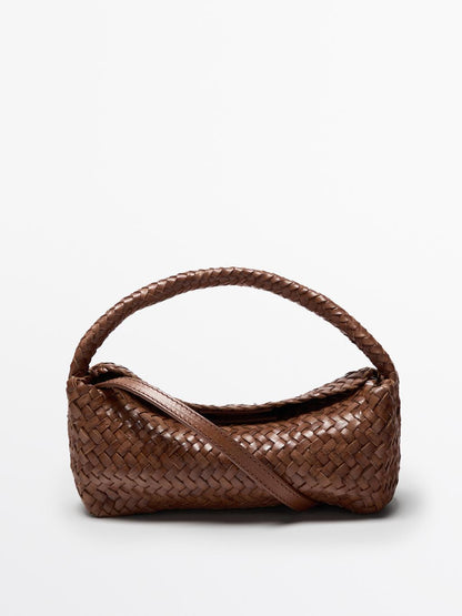 Braided nappa leather crossbody bag