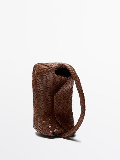 Braided nappa leather crossbody bag