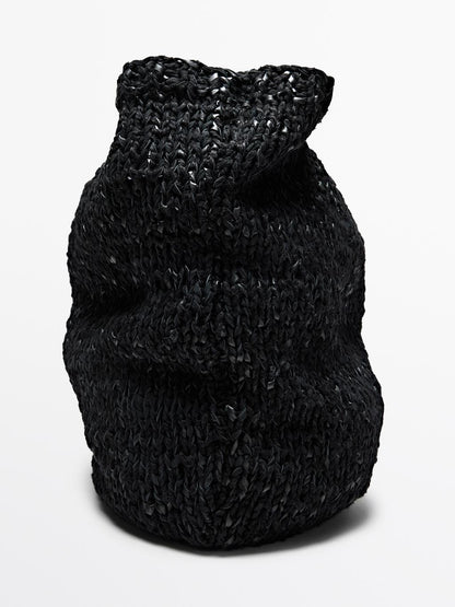 Large crochet knit leather bag - LIMITED