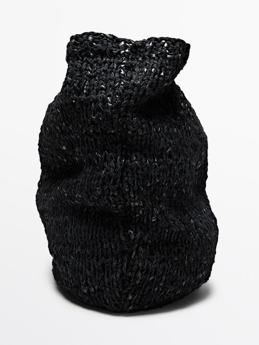 Large crochet knit leather bag - LIMITED