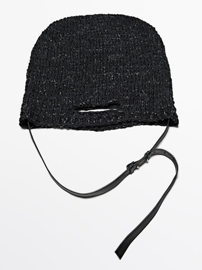 Large crochet knit leather bag - LIMITED