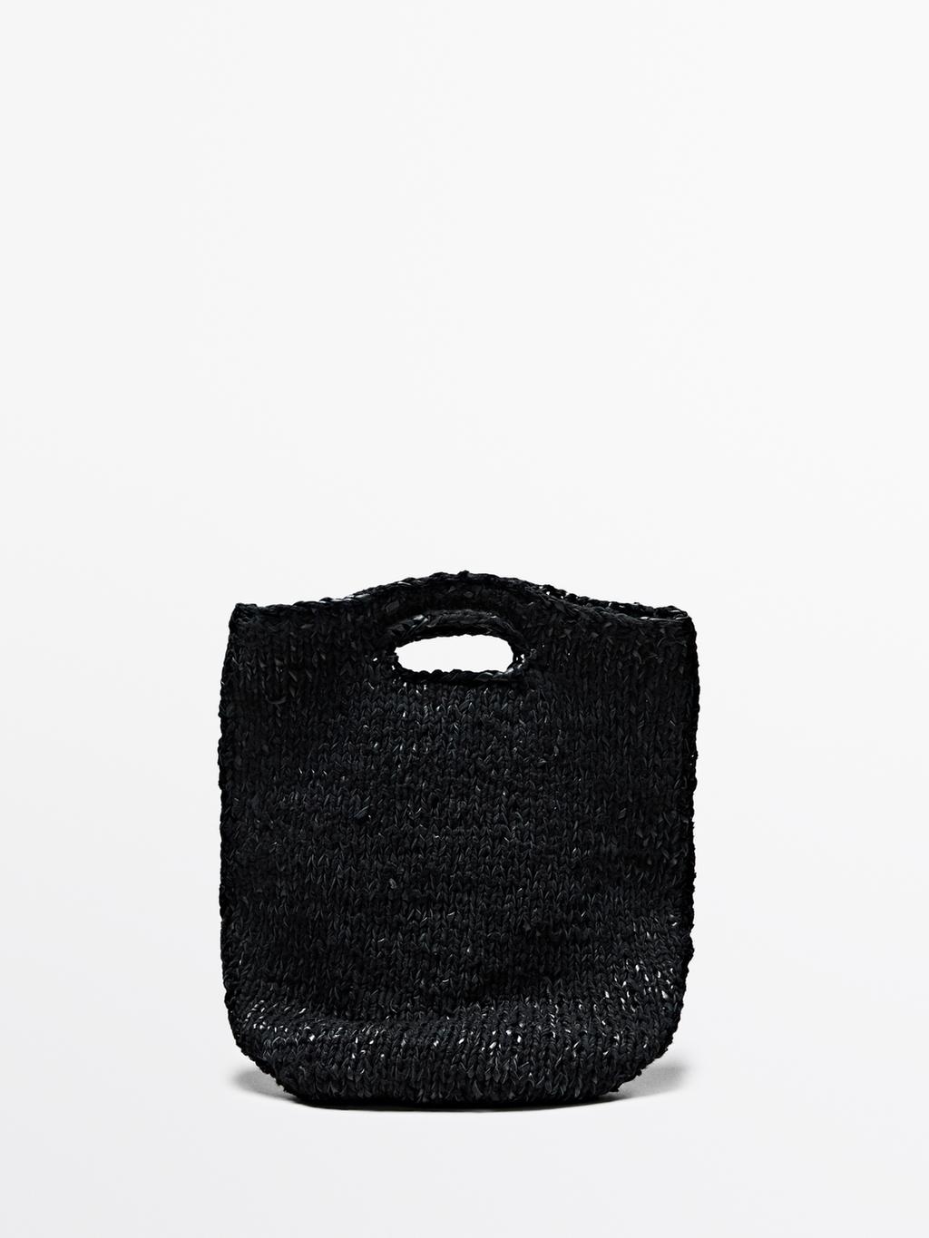 Mid-size crochet knit leather bag - LIMITED