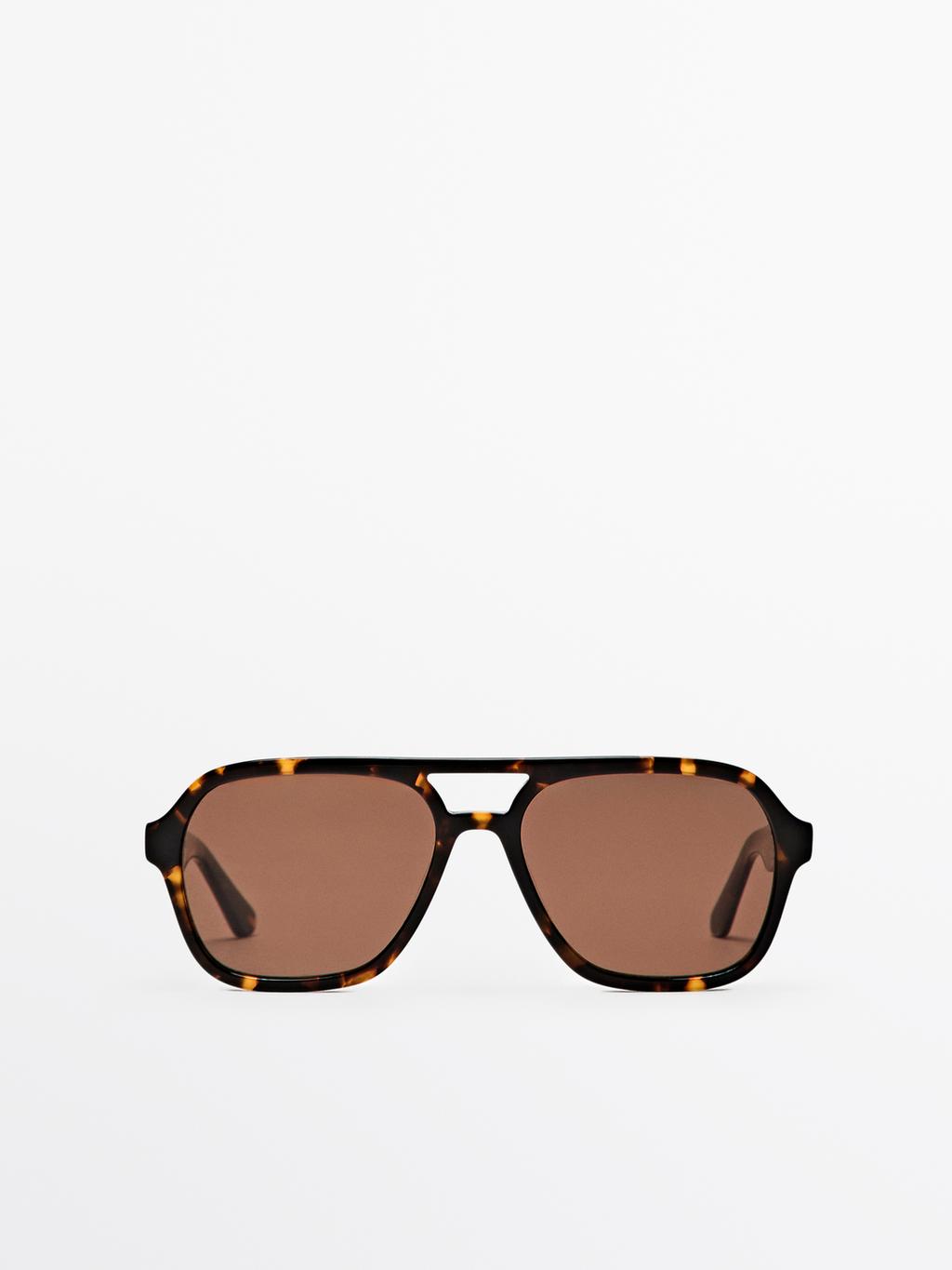 Tortoiseshell-effect aviator sunglasses