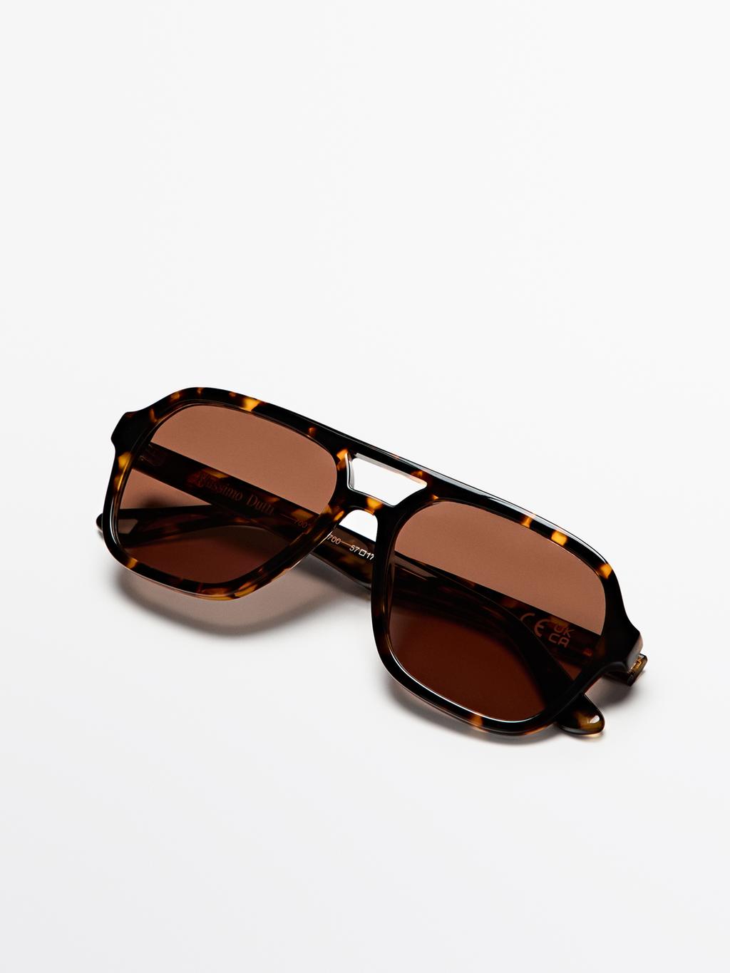 Tortoiseshell-effect aviator sunglasses