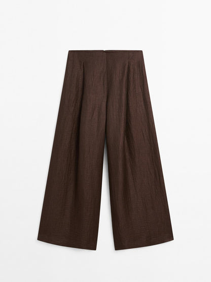 Linen blend wide-leg trousers - STUDIO
