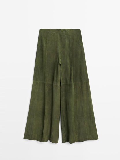 Suede leather wide-leg trousers - STUDIO