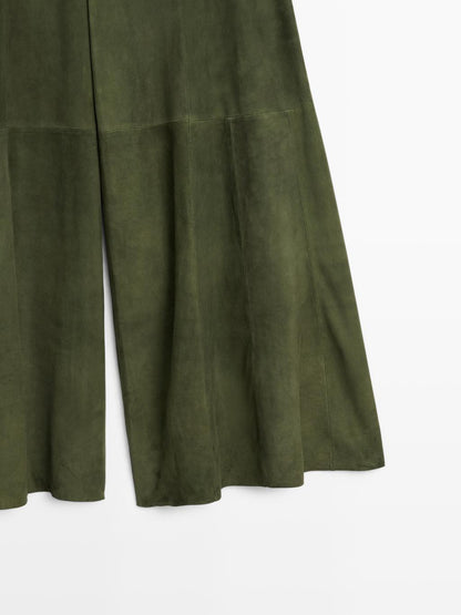 Suede leather wide-leg trousers - STUDIO