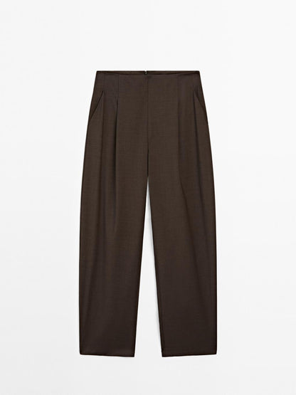 100% wool wide-leg darted trousers - STUDIO