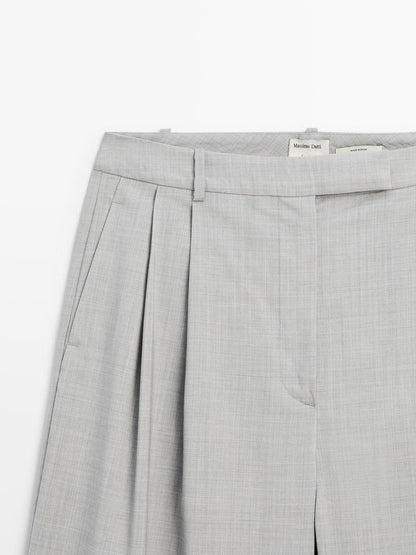 100% wool wide-leg trousers with darts - STUDIO