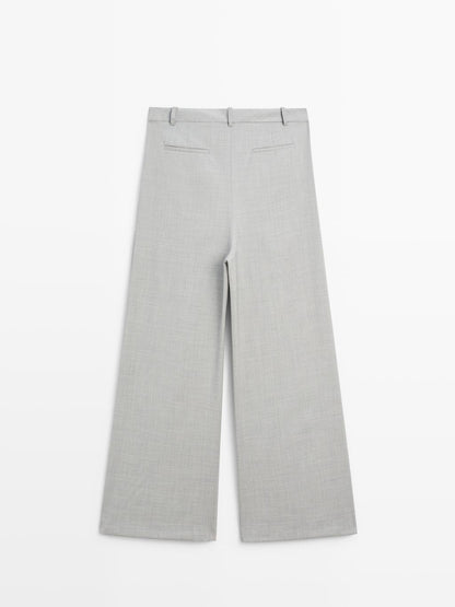 100% wool wide-leg trousers with darts - STUDIO