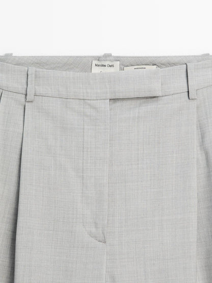 100% wool wide-leg trousers with darts - STUDIO