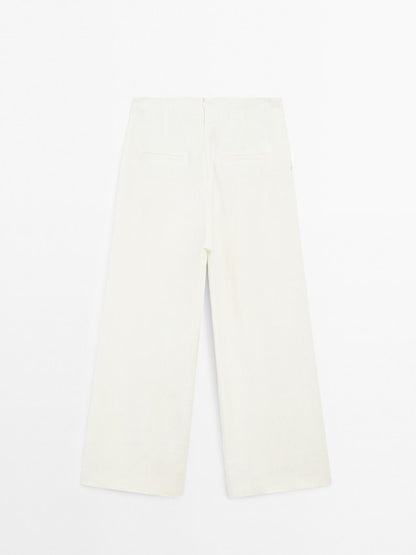 100% linen wide-leg trousers - STUDIO