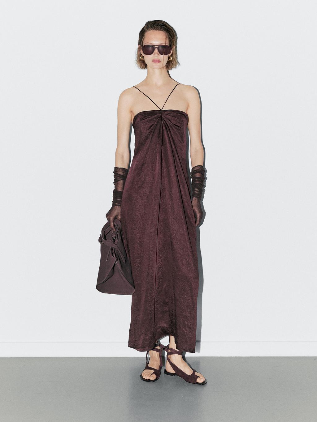 Draped satin midi dress - STUDIO