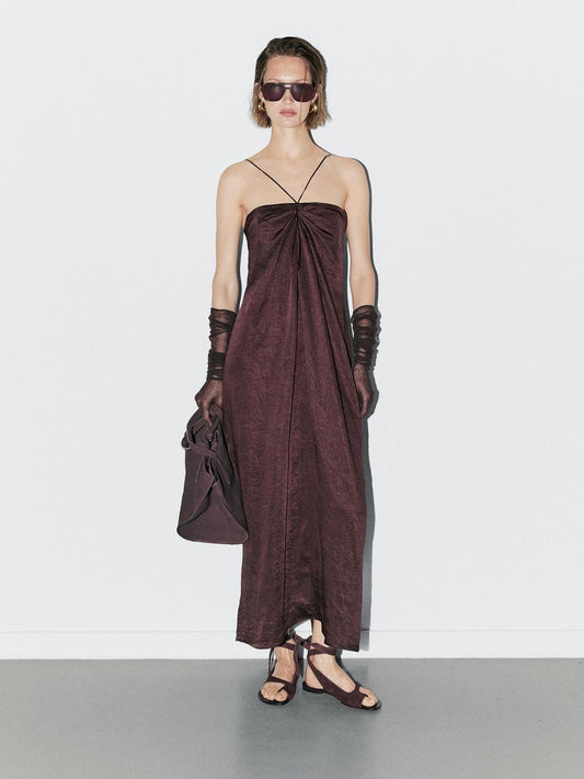 Draped satin midi dress - STUDIO