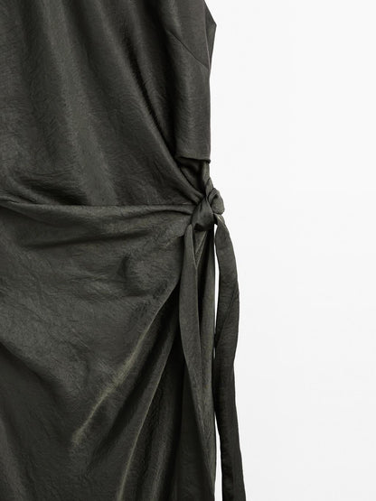 Satin midi dress with bow detail - Studio