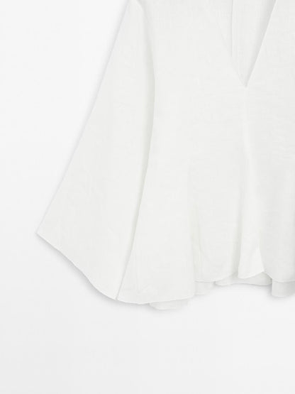 100% linen blouse with godet details - STUDIO