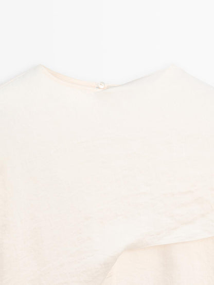 Flowing satin blouse with wraparound collar - STUDIO