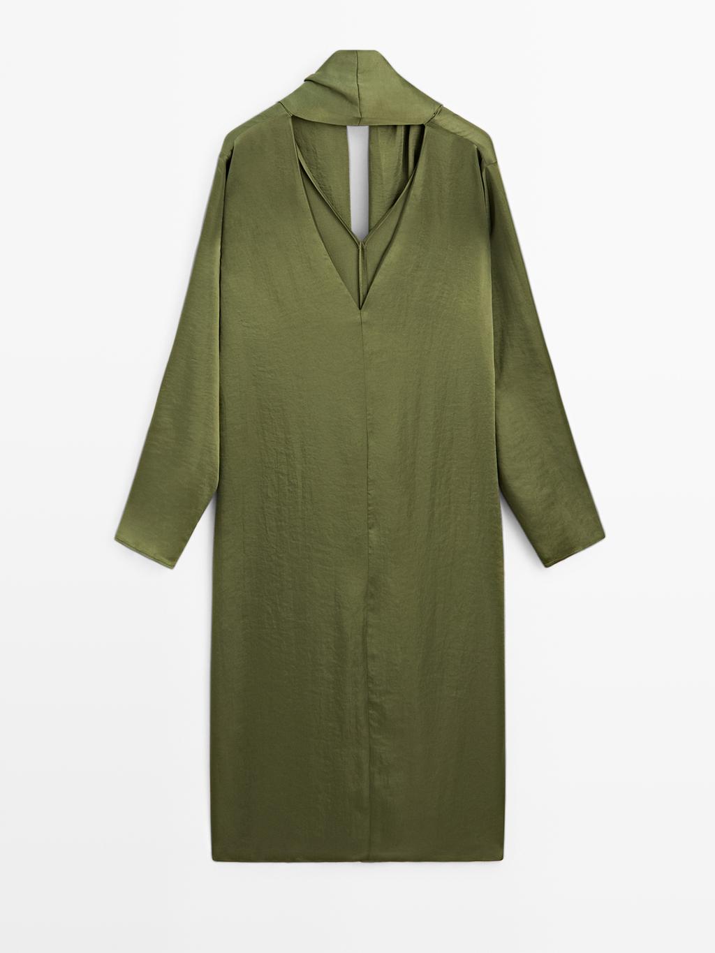 Long V-neckline blouse with tie detail - STUDIO