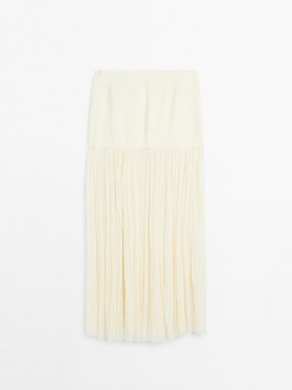 Long silk blend skirt with sash - STUDIO