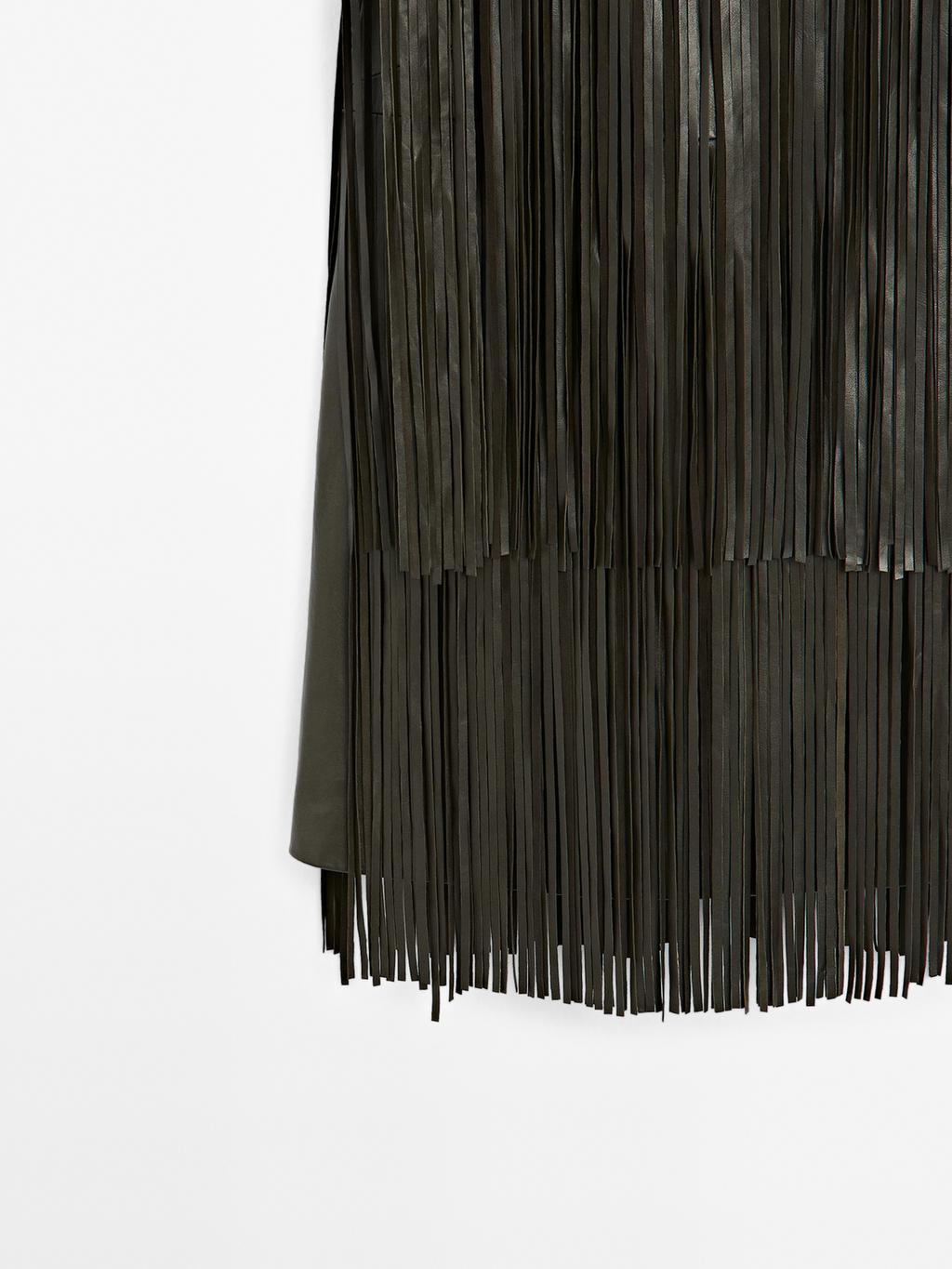 Short nappa leather dress with fringing - STUDIO
